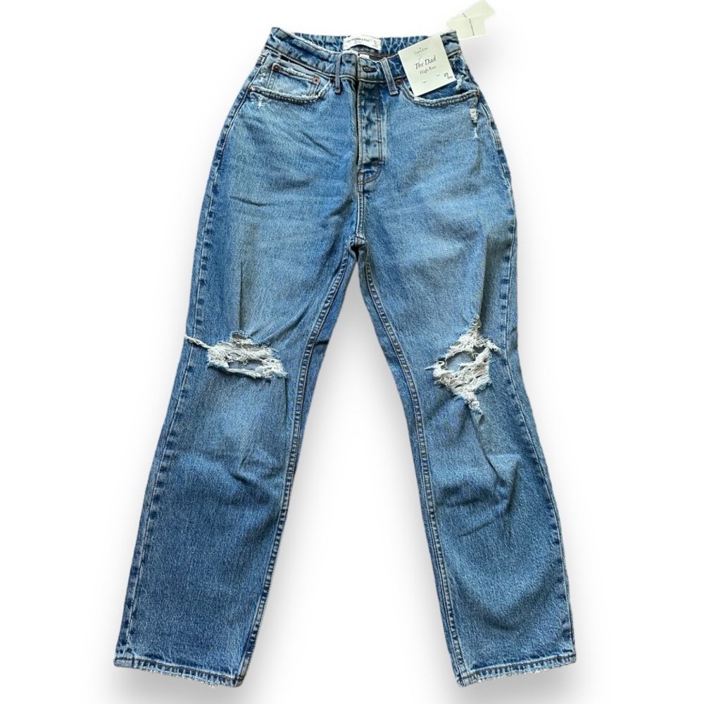 NWT Abercrombie The Dad Jeans Curve Love Style High Rise Women’s Size 25 X Short